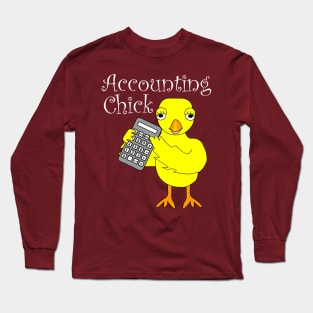 Accounting Chick White Text Long Sleeve T-Shirt